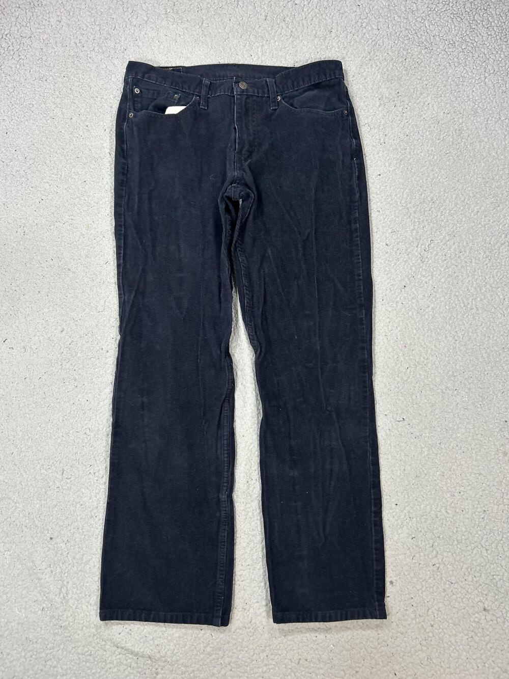 Levis 514 Jeans Mens 33x30 Black Straight Leg Stretch Corduroy Dark Wash Zip Fly